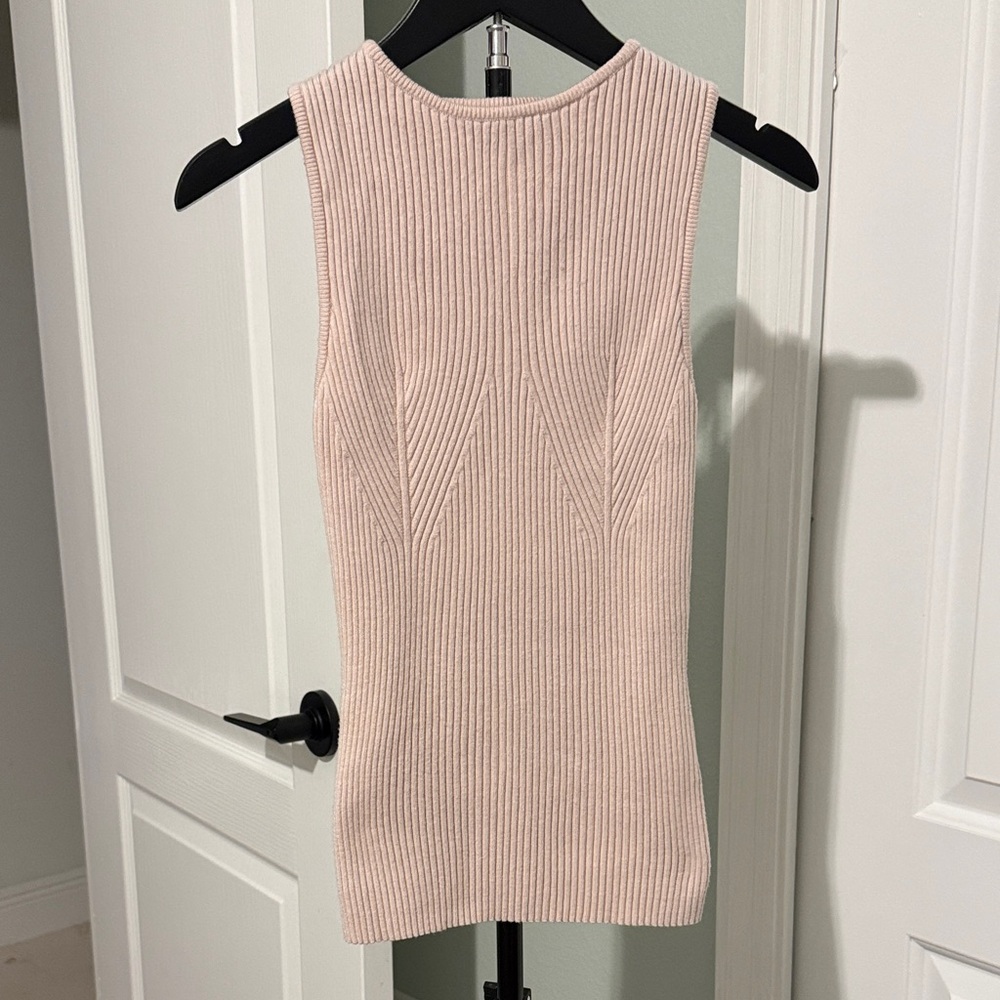 Ribbed Sleeveless Knit Tank — Pale Pink